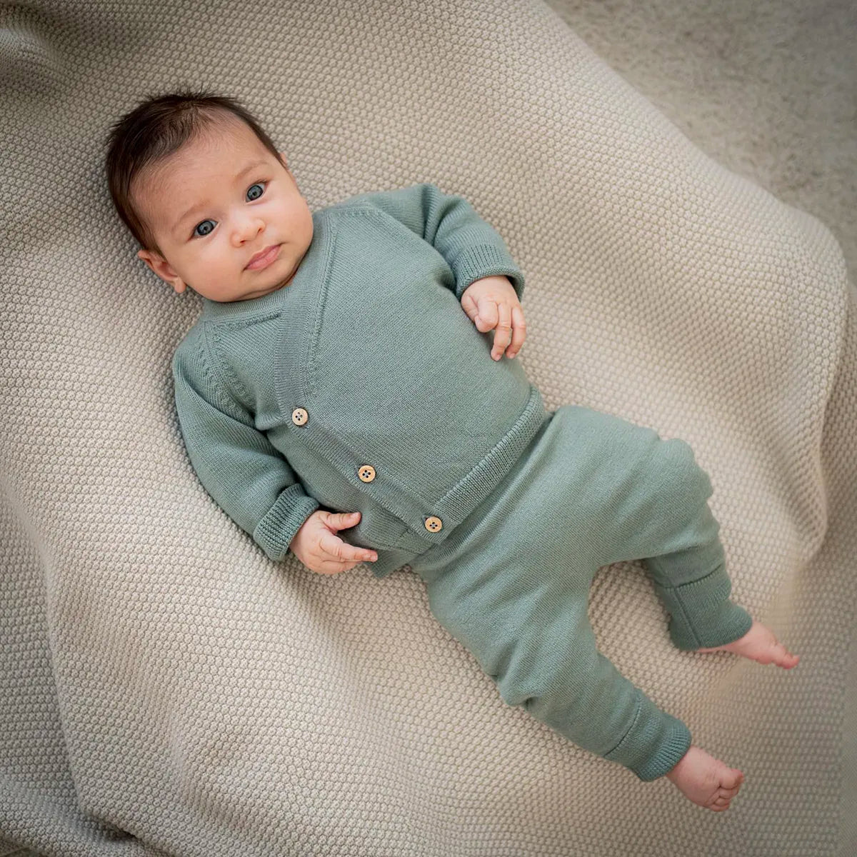 THE WOOLLY BABY JACKET - sage