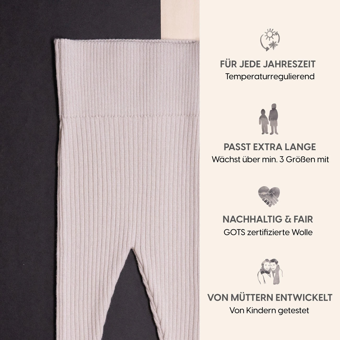 THE WOOLLY BABY LEGGINGS - sand