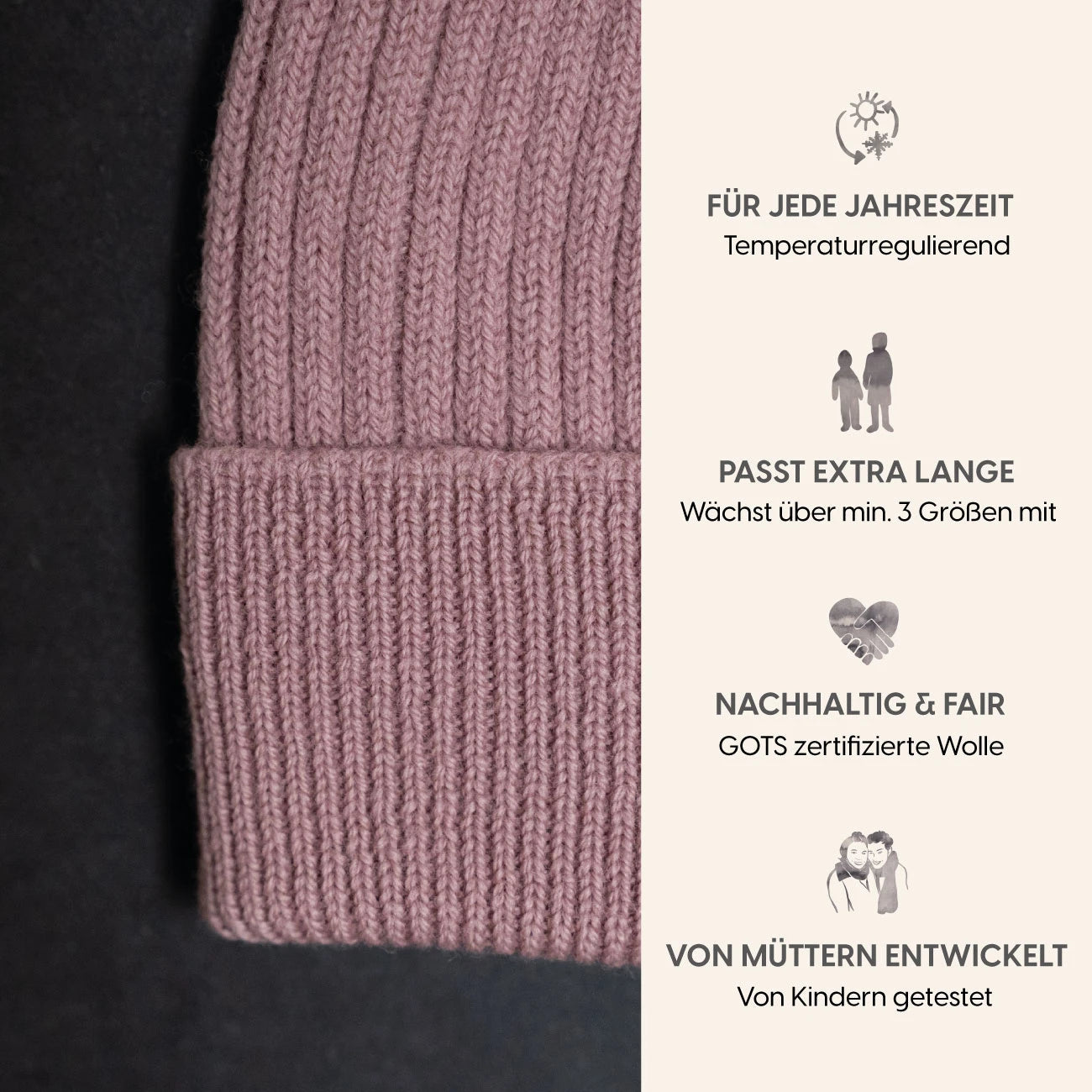 THE WOOLLY BEANIE - rose