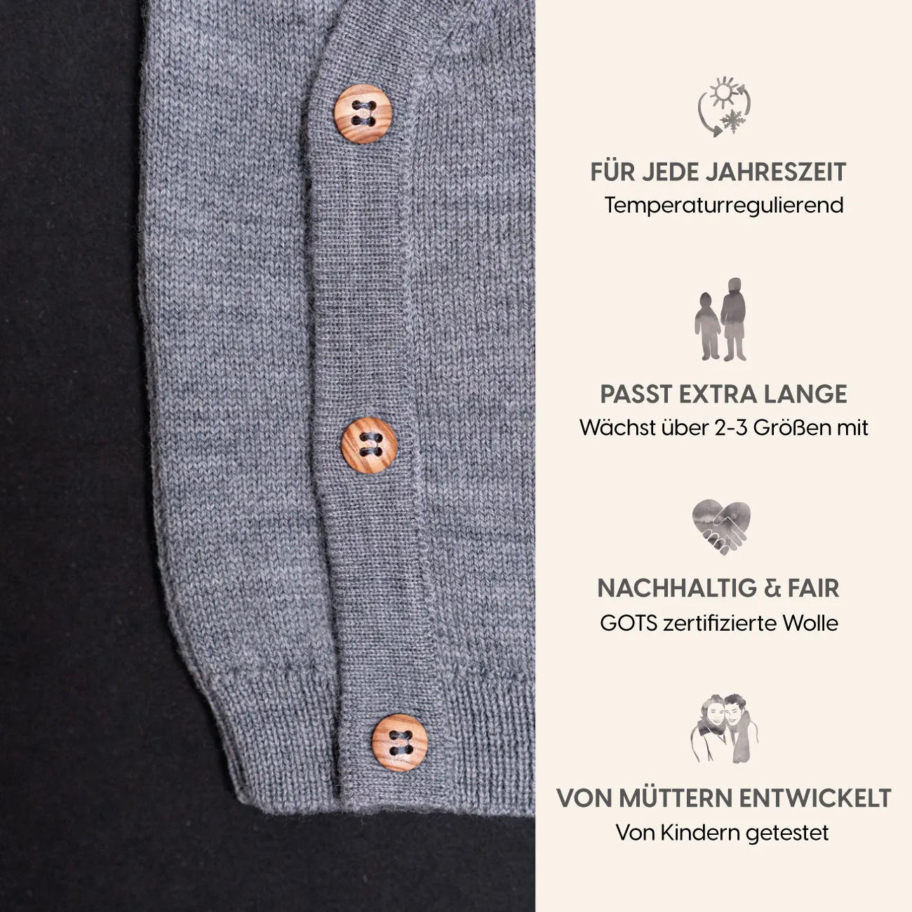 THE WOOLLY BABY JACKET - cloud grey
