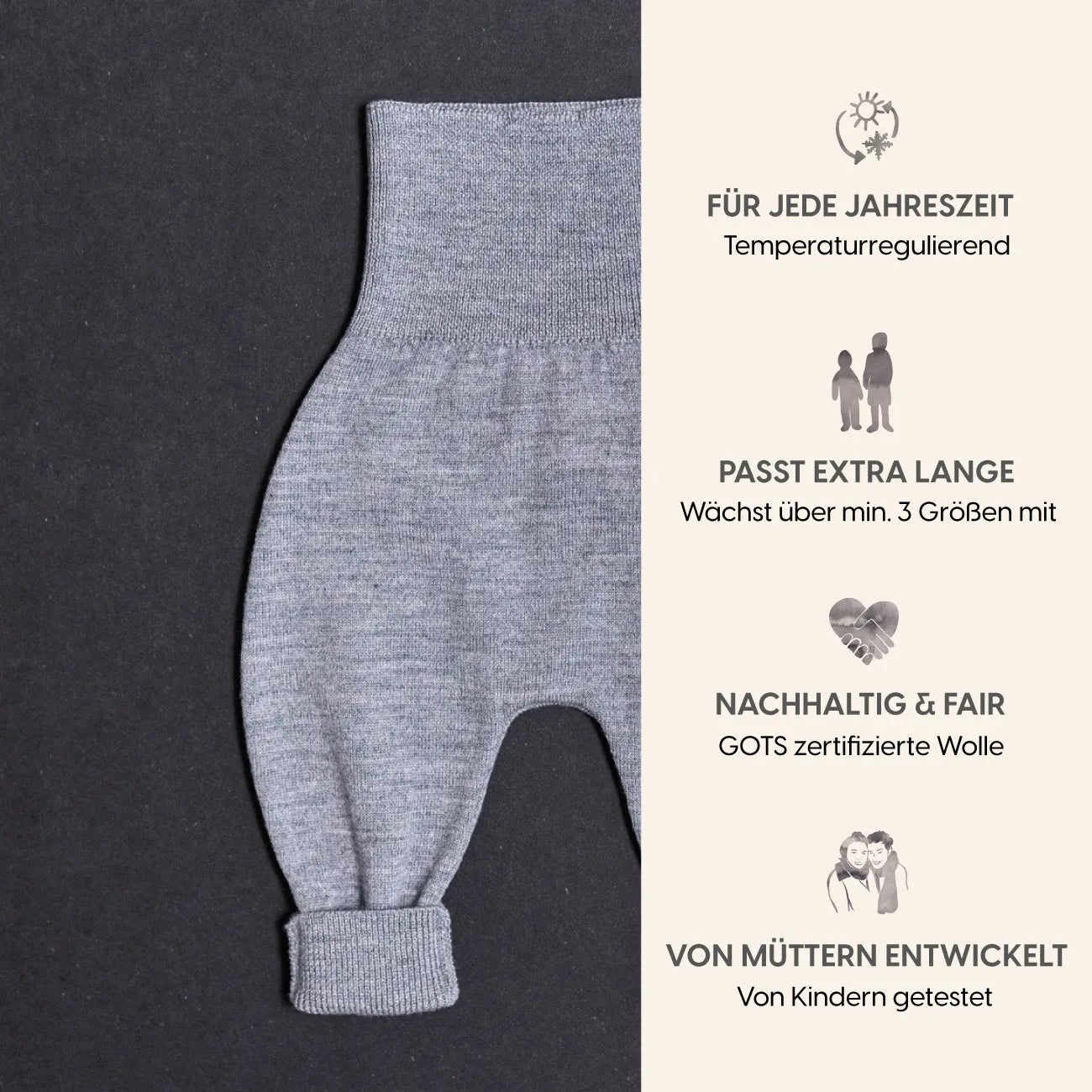 THE WOOLLY BABY PANTS - cloud grey