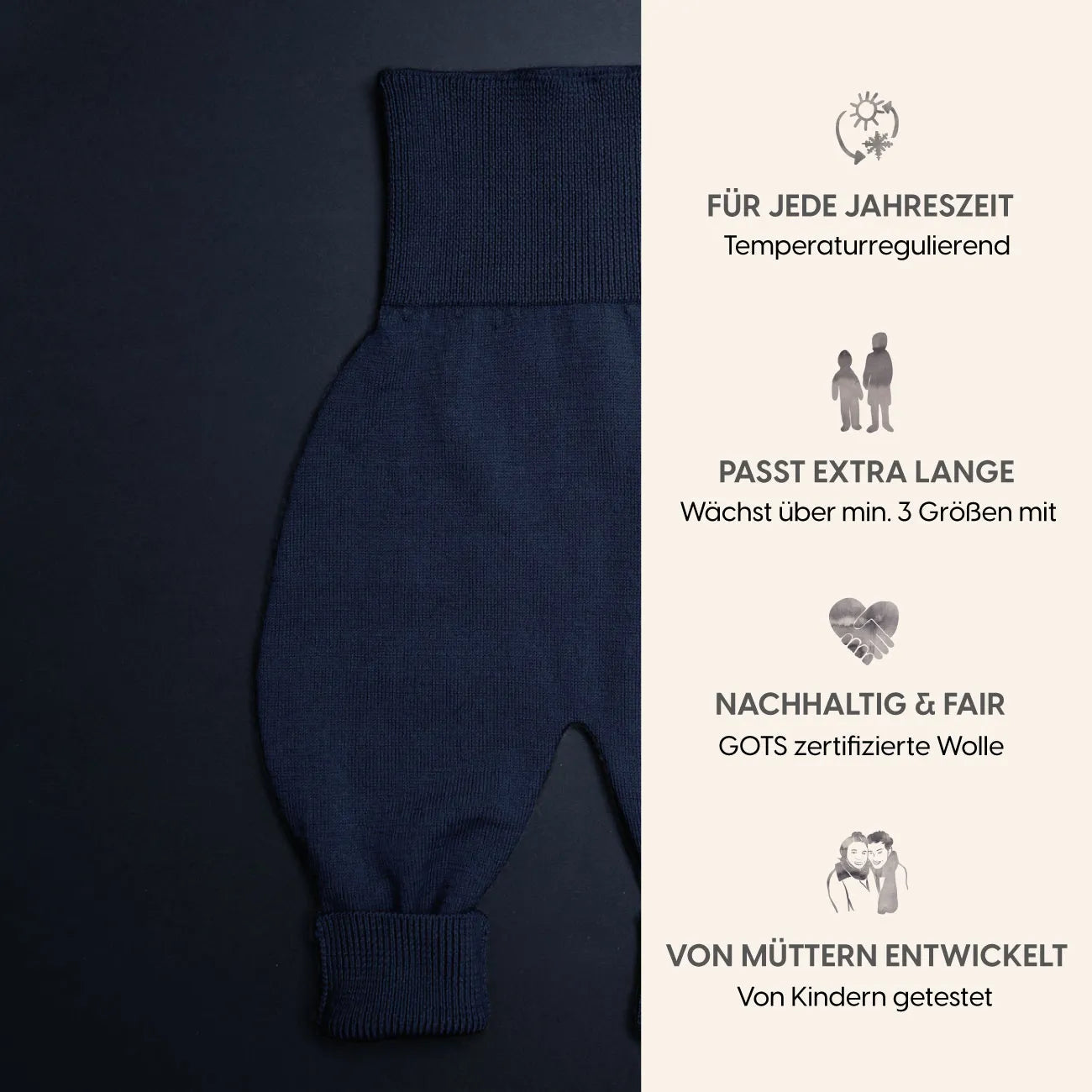 THE WOOLLY BABY PANTS - midnight blue