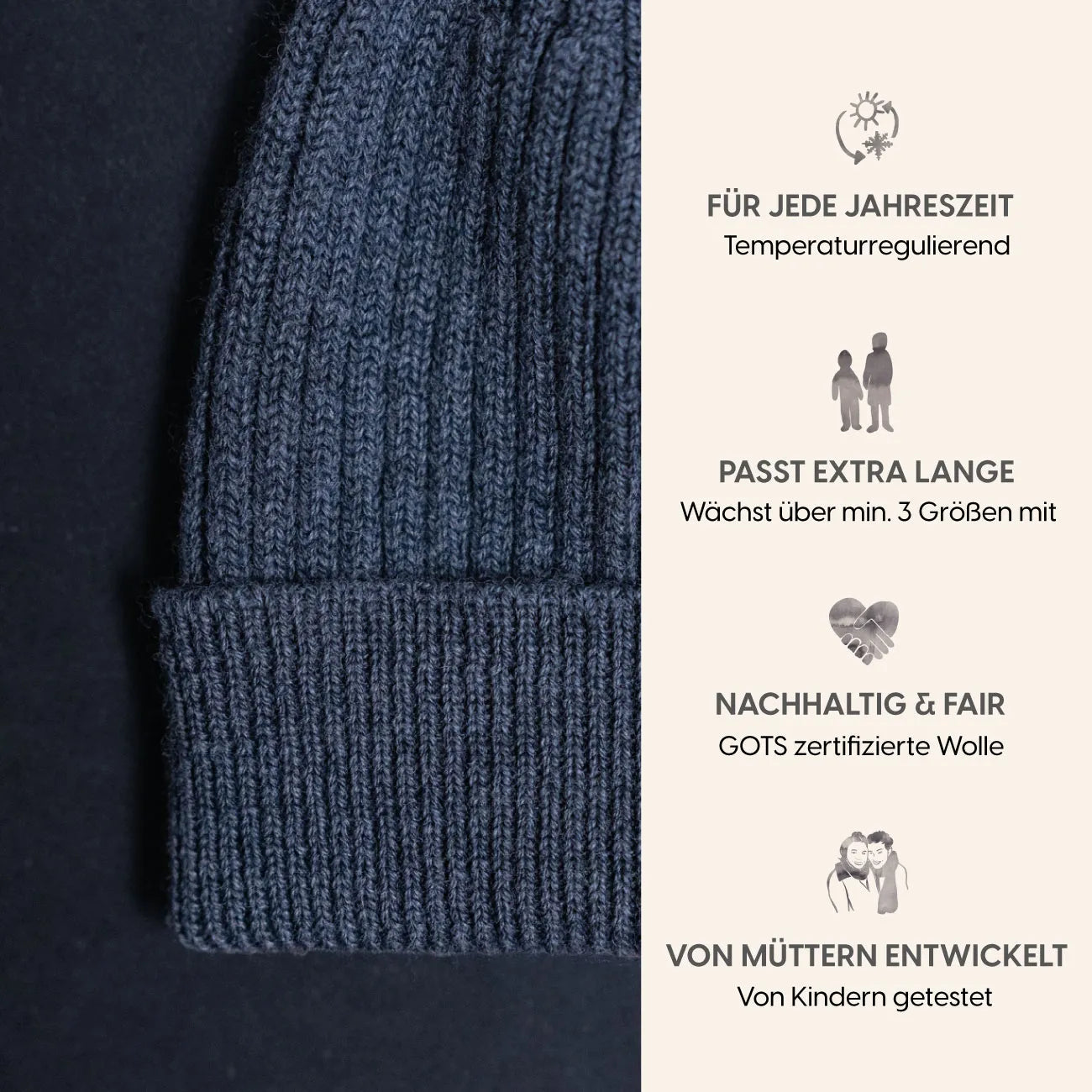 THE WOOLLY BEANIE - graphite grey