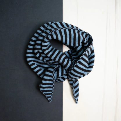 THE WOOLLY FAMILY SCARF STRIPED - CHOCOLATE / BLUE