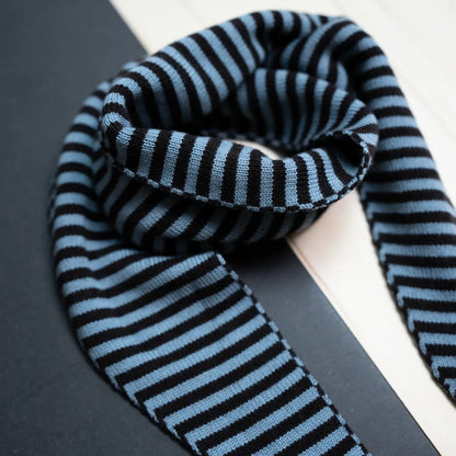 THE WOOLLY FAMILY SCARF STRIPED - CHOCOLATE / BLUE
