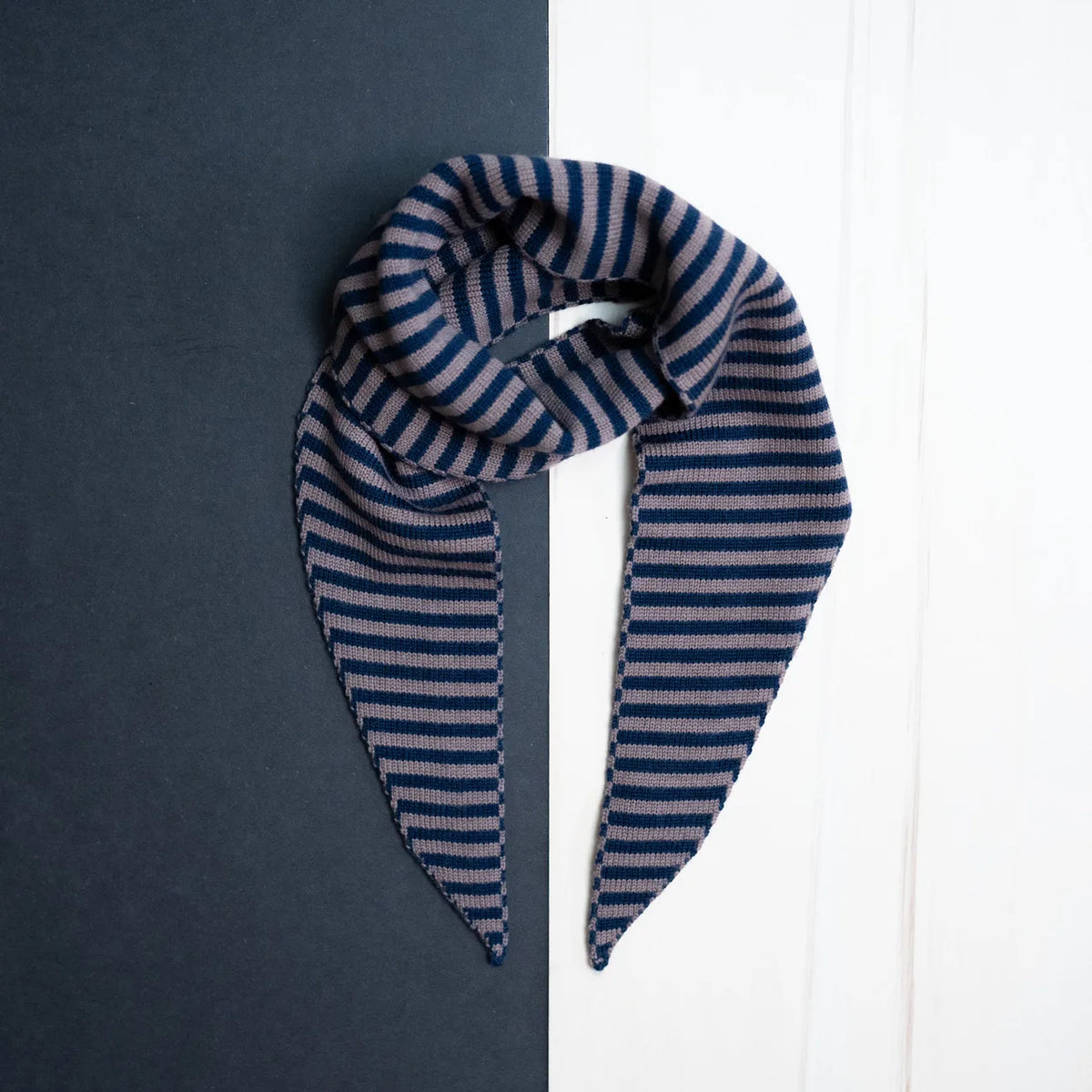 THE WOOLLY FAMILY SCARF STRIPED - MAUVE / MIDNIGHT