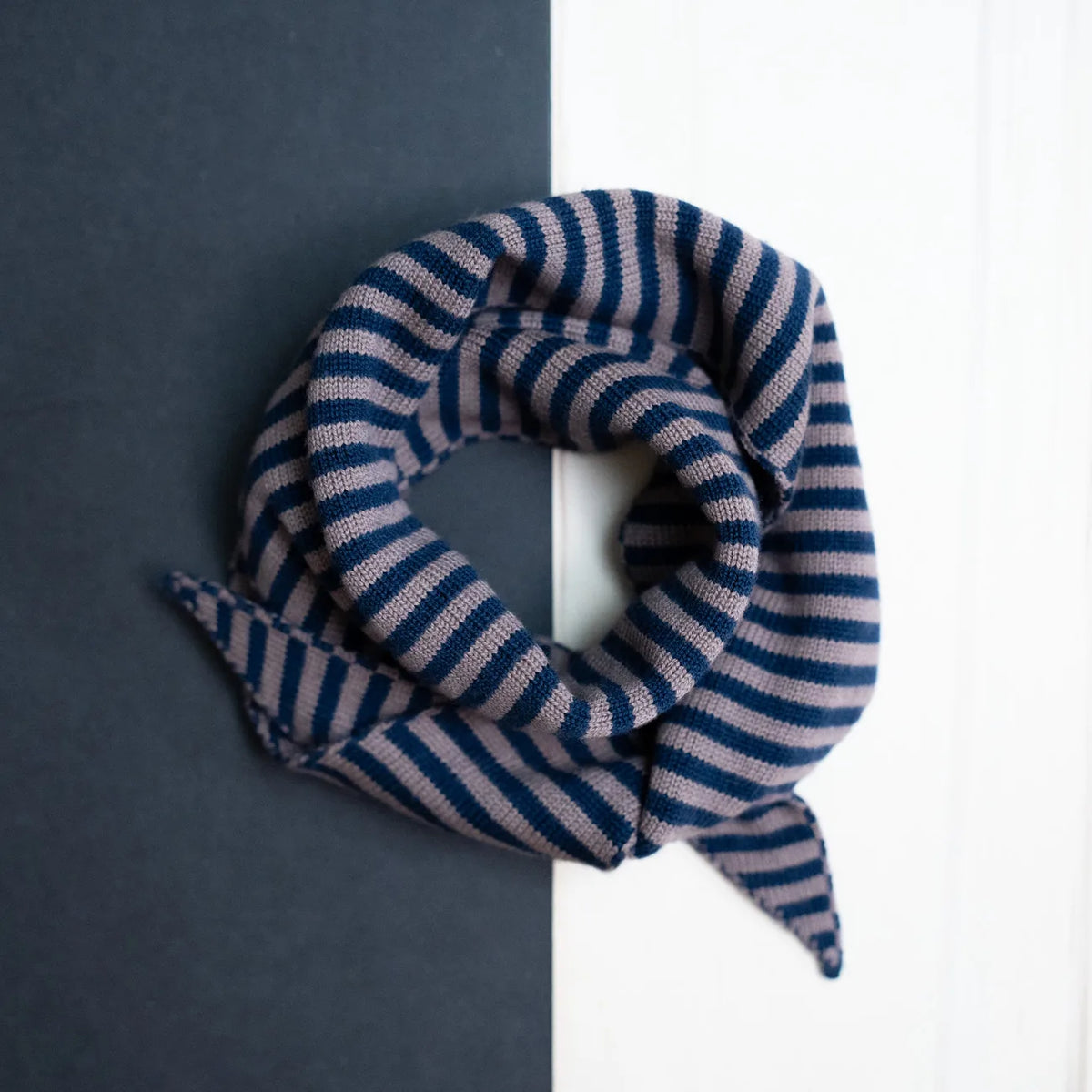 THE WOOLLY FAMILY SCARF STRIPED - MAUVE / MIDNIGHT