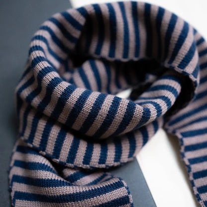THE WOOLLY FAMILY SCARF STRIPED - MAUVE / MIDNIGHT