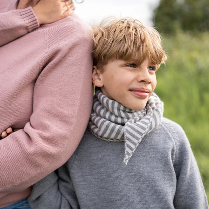 THE WOOLLY FAMILY SCARF STRIPED - SAND / CLOUD GREY