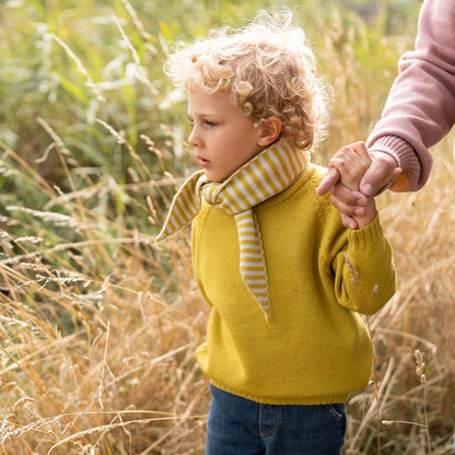 THE WOOLLY FAMILY SCARF STRIPED - SAND / QUINCE