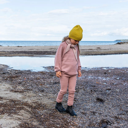 THE WOOLLY FAMILY SCARF STRIPED - SAND / ROSE