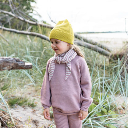 THE WOOLLY FAMILY SCARF STRIPED - SAND / ROSE