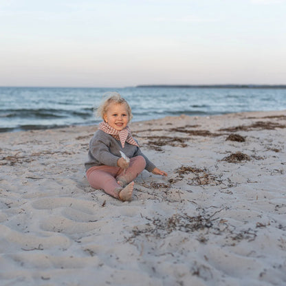 THE WOOLLY FAMILY SCARF STRIPED - SAND / ROSE