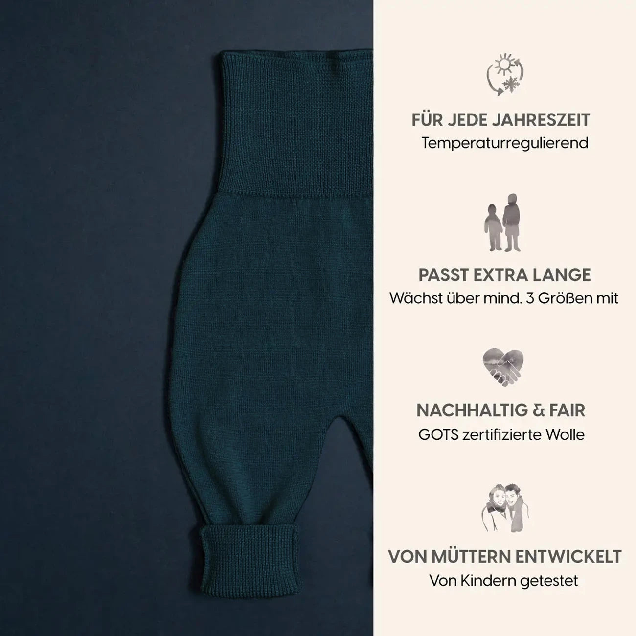 THE WOOLLY BABY PANTS - new petrol