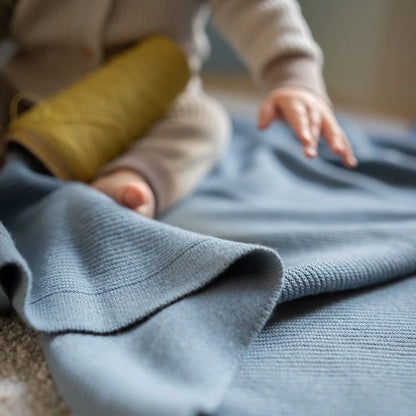 THE WOOLLY RIB BLANKET - blue