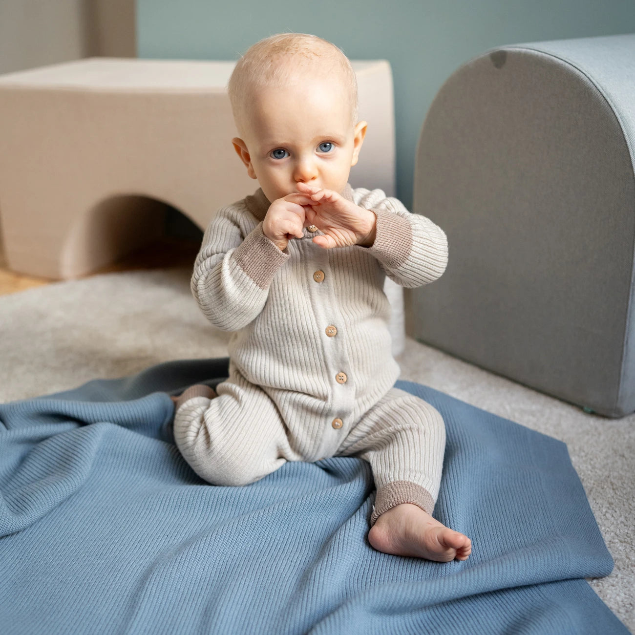THE WOOLLY RIB BLANKET - sand