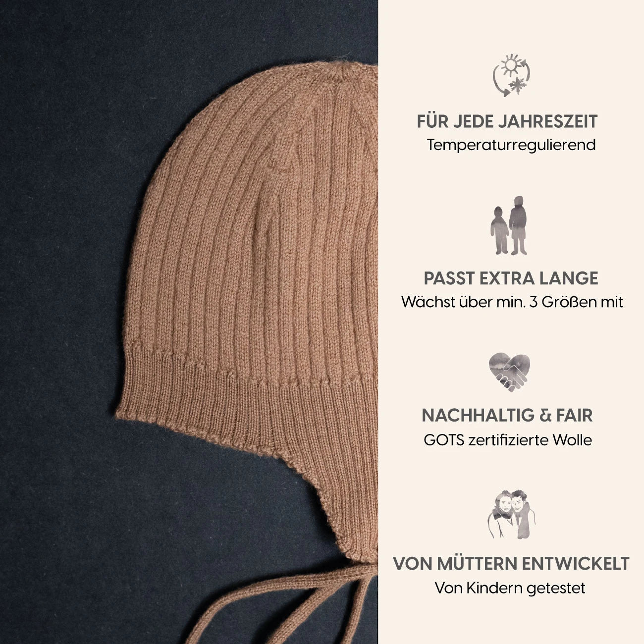 THE WOOLLY BABY HAT - camel