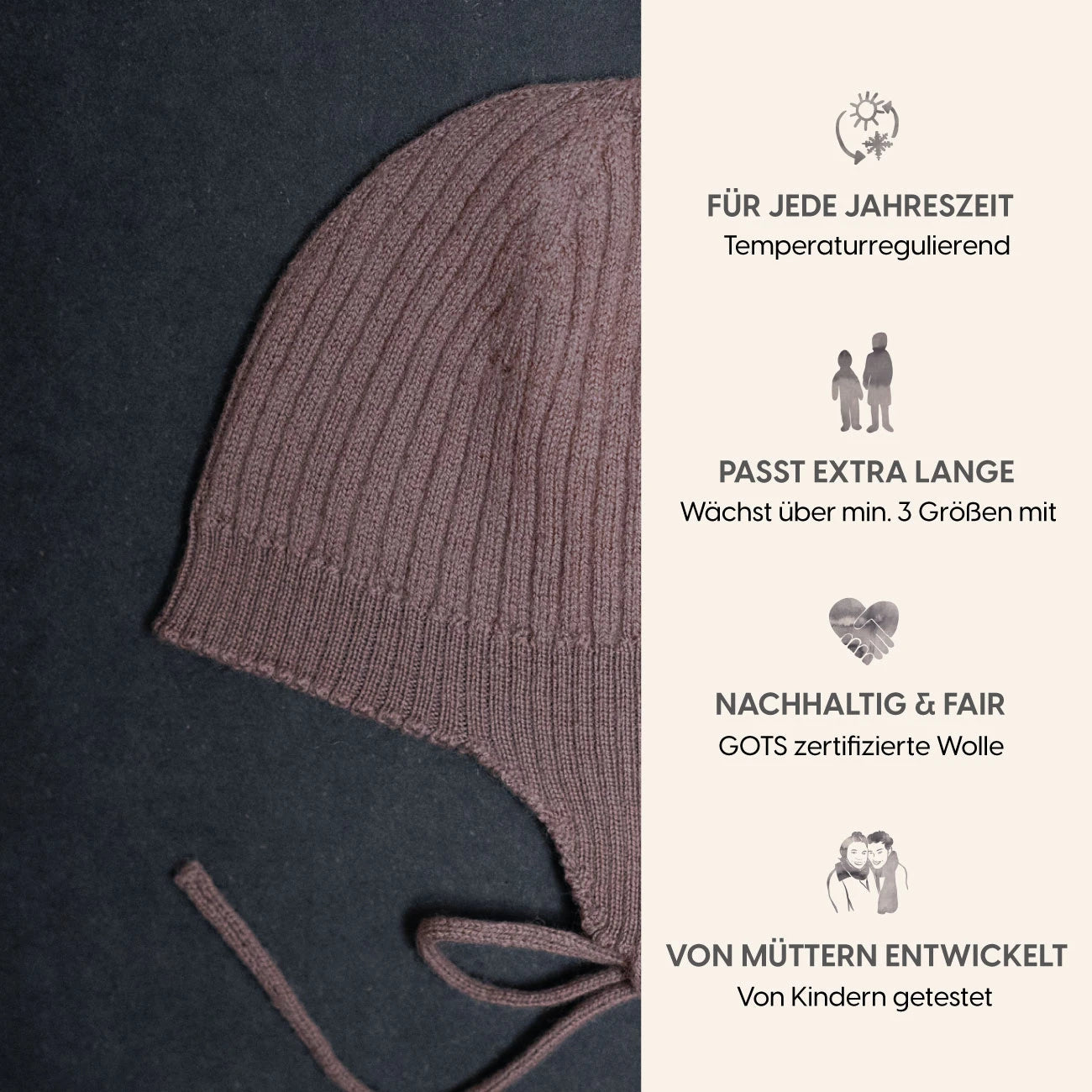 THE WOOLLY BABY HAT - mauve