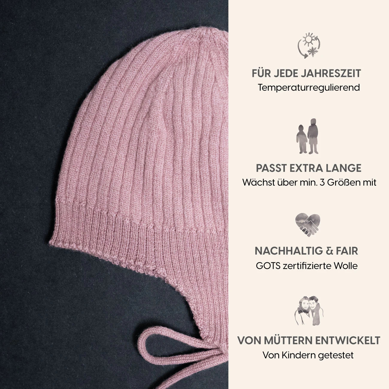 THE WOOLLY BABY HAT - rose