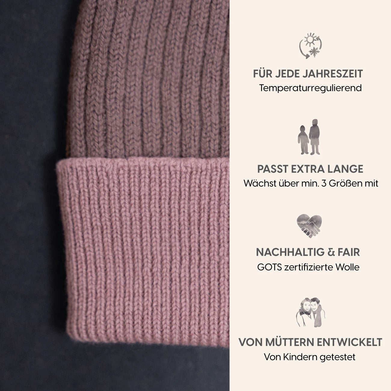 THE WOOLLY BEANIE MULTI - mauve