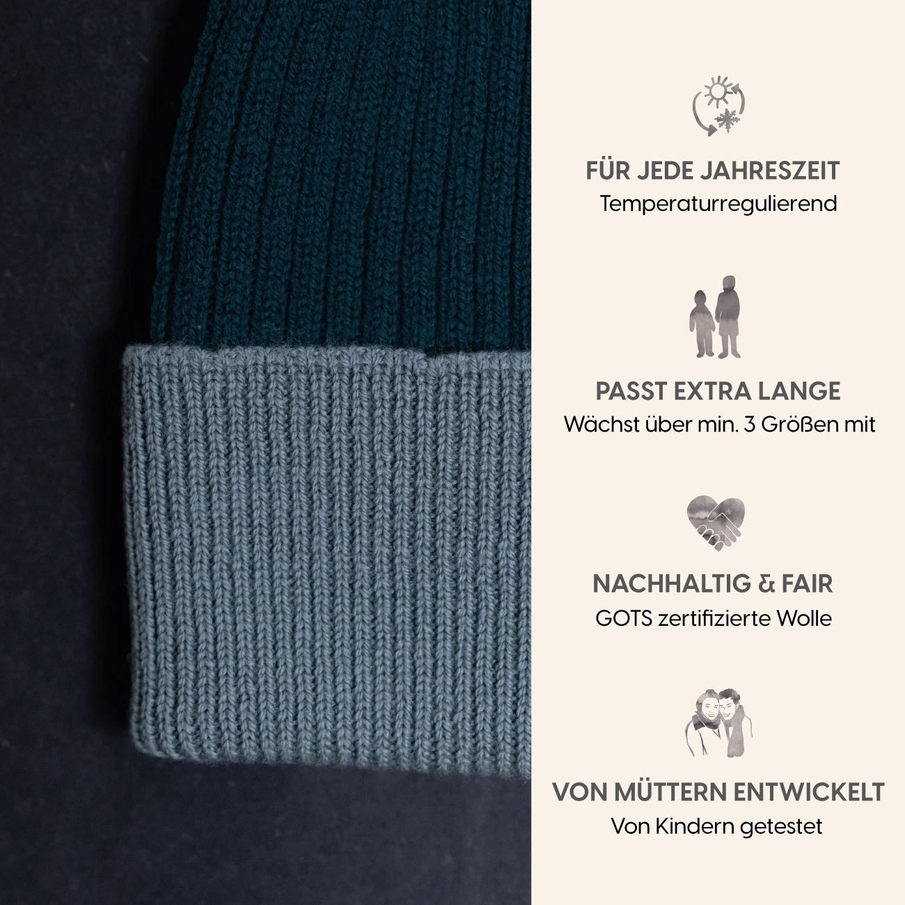 THE WOOLLY BEANIE MULTI - new petrol